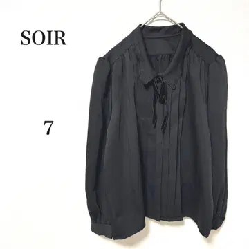 SOIR 소와르 블랙 긴팔 보타이 블라우스 셔츠 플리츠 엘레강트