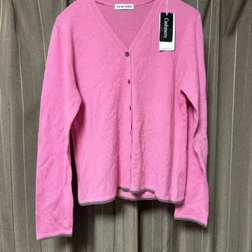 미사용! LEMIORE 캐시미어 100% 핑크 V넥 가디건 M