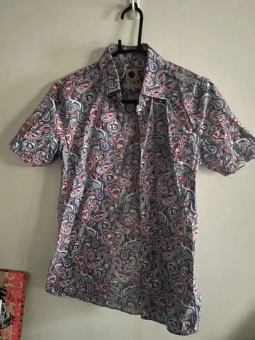 프리티 그린 페이즐리 무늬 반팔 셔츠 사이즈 1