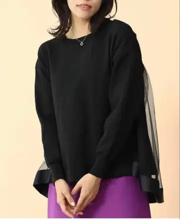 미사용에 가까운 FENNEL 백 튤 니트 풀오버 스콧 클럽 블랙