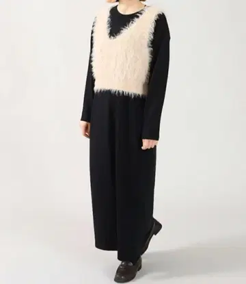 최종 분또 소재 le Melange 심플 롱 원피스 스트레치