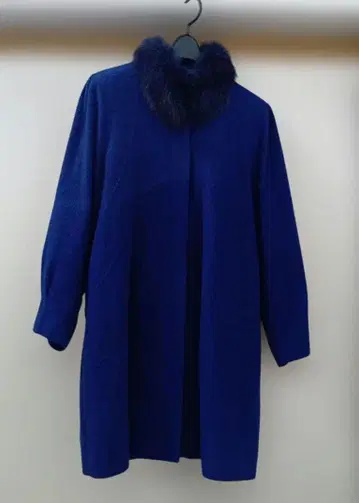 네이비 퍼 옷깃 롱 코트