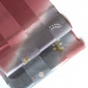 붉은색에 그레이  오비 장식 천 라메 순수 실크