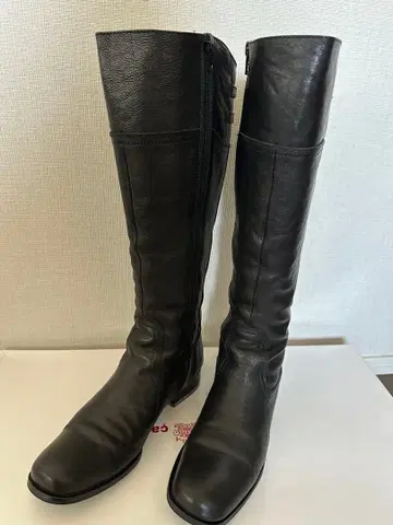 CavaCava 블랙 가죽 롱 부츠 사이드 지퍼 23.5cm