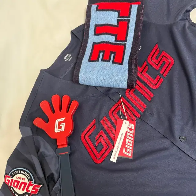 롯데 자이언츠 유니폼 + 응원봉 + 머플러