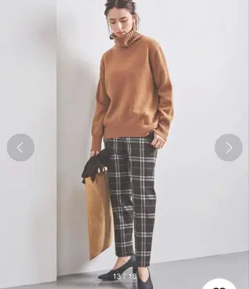 새상품급 UNITED ARROWS 삭소니 체크 슬림 팬츠 40 L