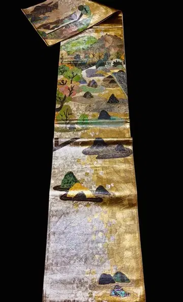 [ 새상품급 ] 후쿠로 오비 나전칠기 금박 정원 풍경