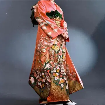 후리소데 핑크 순수 실크 성인식