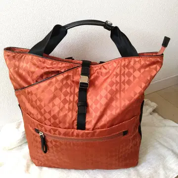 오렌지 다이아몬드 패턴 2웨이 백팩