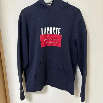 LACOSTE 네이비 풀오버 후드티 US L