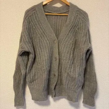 ROPE 로페 마드모아젤 그레이 모헤어 니트 가디건 버튼 포함