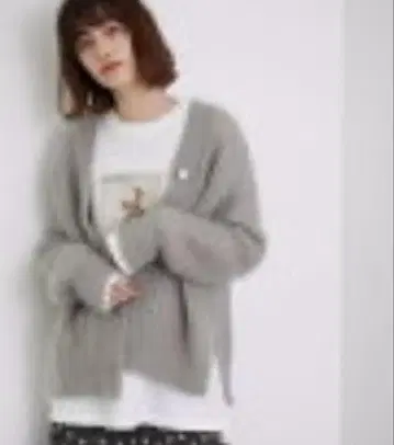 ROPE 로페 마드모아젤 그레이 모헤어 니트 가디건 버튼 포함