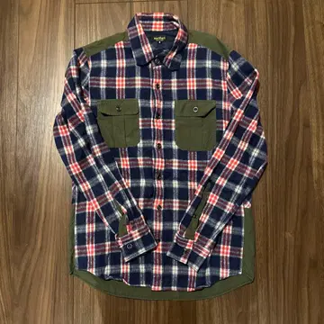 narifuri 체크 무늬 긴팔 플란넬 셔츠 S