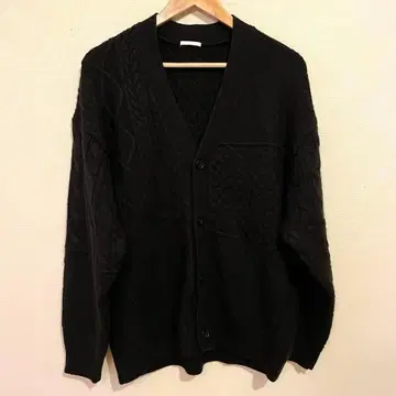 블랙 케이블 니트 가디건 L