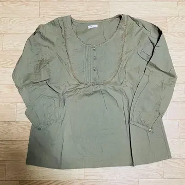 허그아워 Hug O War 블라우스 카키 실크 혼방 실크 풀오버