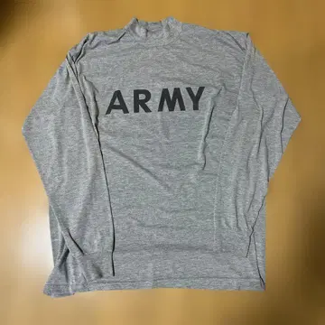 그레이 ARMY 프린트 하이넥 긴팔 티셔츠