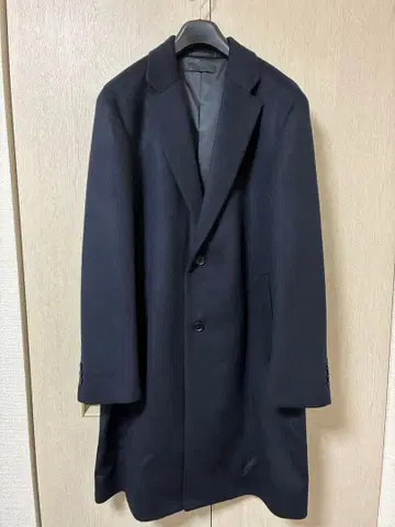 네이비 울 캐시미어 체스터 코트