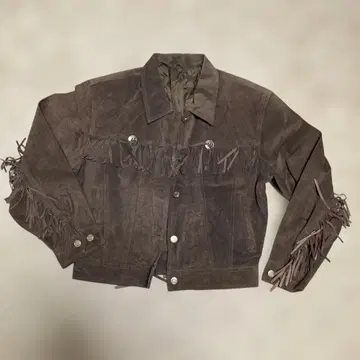 돈피 프린지 장식 다크 브라운 스웨이드 자켓