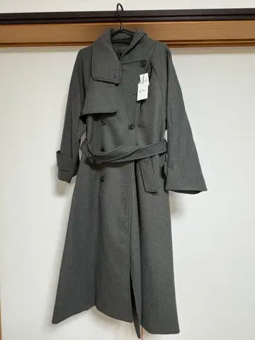 GRL 페이크 울 트렌치코트 차콜