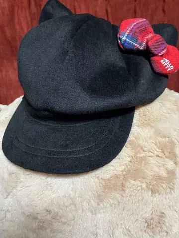 USJ 한정품 헬로키티 헌팅 모자 베레모 고양이 귀 햇 새상품급