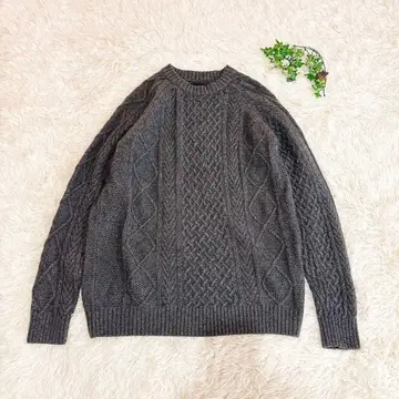 새상품급 BEAMS 케이블 니트 스웨터 M 사이즈 빔즈 다크 그레이