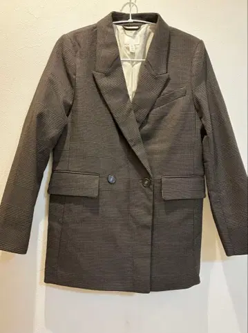 브라운 체크 자켓 테일러드 자켓 H&M