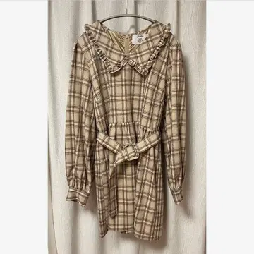 jouetie 쥬에티 긴팔 체크 원피스 브라운