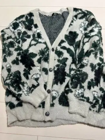 HARE 플라워 샤기 가디건 M 그린