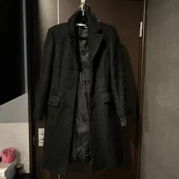 Lui Chantant 블랙 체스터 코트 38