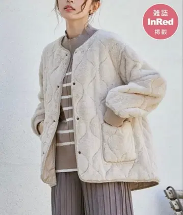 ikka 베이지 퀼팅 퍼 자켓 M 사이즈