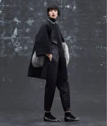 드로어 울 케누키 퍼 포켓 노카라 코트 38