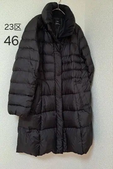 23구 다운 코트 시레 타프타 46 블랙 후드, 퍼 결품