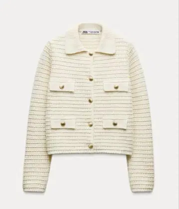 ZARA 라펠 니트 자켓 아이보리 완판템 가디건