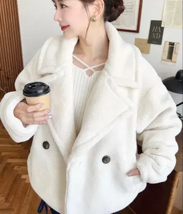 깔끔한 테디베어 보아 숏 기장 P 코트 자켓 (보아 자켓)