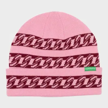 코듀로이 비니 니트 모자 핑크