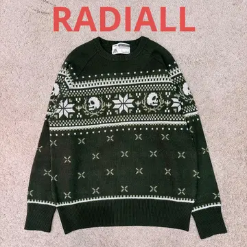 RADIALL 라디얼 스컬 울 니트 스웨터 L 눈 패턴 그린