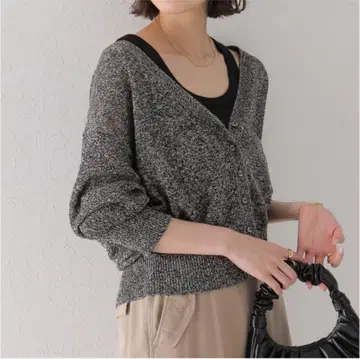 plage 실크 린넨 V/N 가디건 플라주