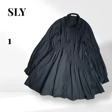 SLY 셔링 볼륨 셔츠 원피스 미니 기장 긴팔 코튼