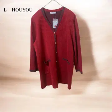 L'houyou 빨간색 스트라이프 가디건 L 사이즈