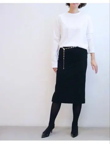니트 타이트 스커트 블랙