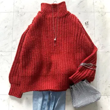 새상품급 Mila Owen 미라 오웬 니트 알파카 혼방 레드 빨간색 프리