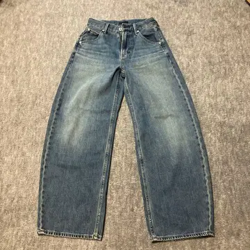 UNIQLO 배기 커브 진 21 사이즈 기장 짧은 블루