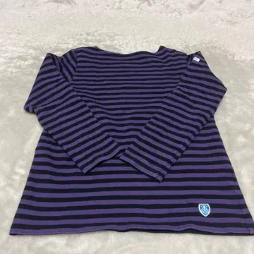 ORCIVAL 퍼플/블랙 스트라이프 긴팔 T셔츠 여성용 사이즈 2