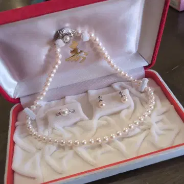 펄 목걸이 귀찌 반지 세트