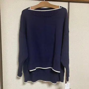 하르메크 새상품 네이비 긴팔 니트 스웨터 넉넉한 L 사이즈