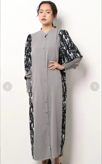 HARE 패턴 절개 원피스 셔츠 원피스 사이드 아트