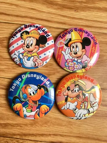도쿄 디즈니랜드 캔뱃지 미키 미니 플루토 구피 묶음 판매