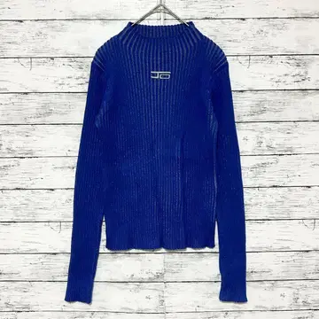 A1264 리브 하이넥 스웨터 파랑 신축성 있음 죠죠