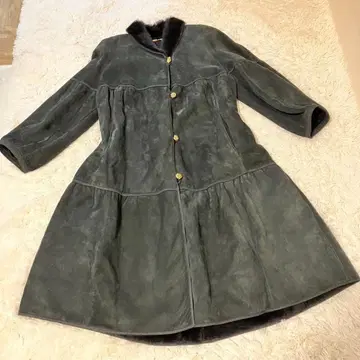 블랙 무스탕 코트 퍼 샤이닝 스웨이드 가죽 빈티지 이탈리아