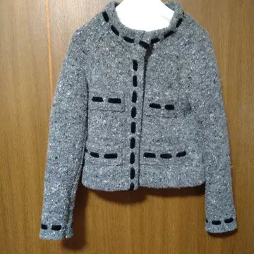 OPAQUE 오페크 벨로아 스티치 가디건 그레이